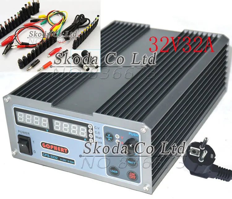 2015 Newest 32V32A Digital Adjustable DC Power Supply with EU Cable+48 pcs DC Power Jack DC Power Supply OVP/OCP/OTP