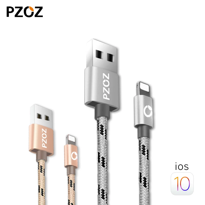 Pzoz  For iphone 7 Cable Charging Usb Charger lighting adaptador For apple cable nylon 8 pin long flexible braided 0.5m 1m 2m