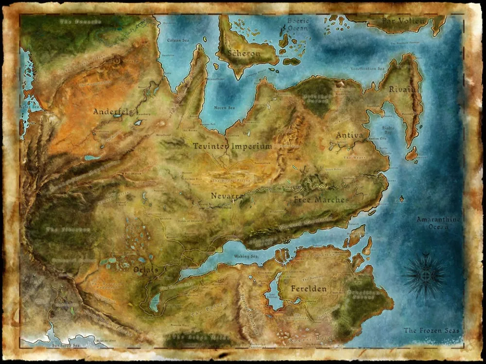 Home Decor Thedas Map Dragon Age Games-Silk Art Poster Wall Sicker Decoration Gift
