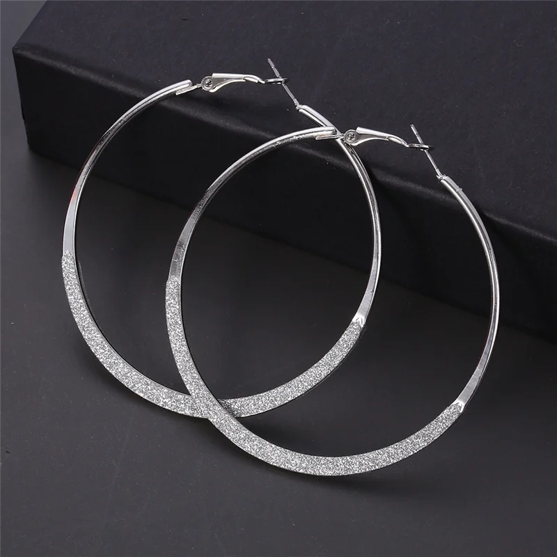 

Europeans and Americans Popular Big Circle Metal Exaggerated Glitter paper hoop Earrings