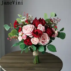 JaneVini 2019 Роскошные Кристальные Свадебные букеты фиолетовый арбуз цвет атласные розы Ювелирные изделия из бисера цветок невесты Свадебный