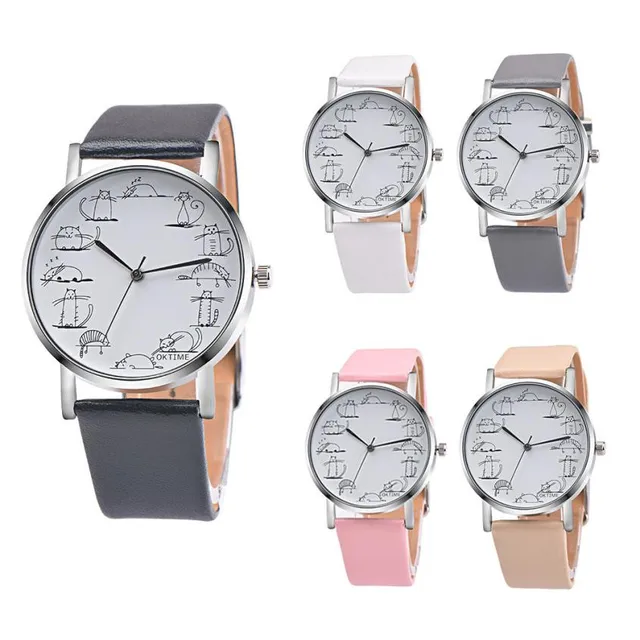 Retro Design Lovely Cartoon Cat Leather Band Analog Alloy Quartz Wrist Watch rel Retro Design Lovely Cartoon Cat Leather Band Analog Alloy Quartz Wrist Watch rel