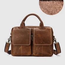 CARANFIER Мужские портфели из натуральной яловой кожи Бизнес Сумки Винтаж плечо сумка на молнии классический мужской Кроссбоди