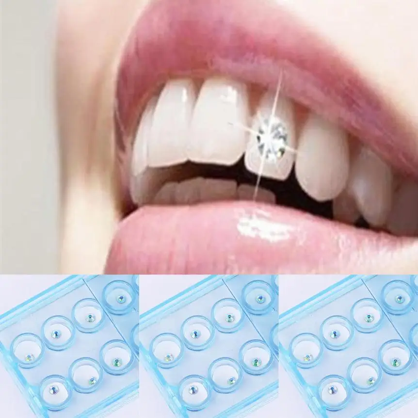 Acrylic teeth decoration 10pcs/Box 2mm Dental Colorful Crystal Tooth