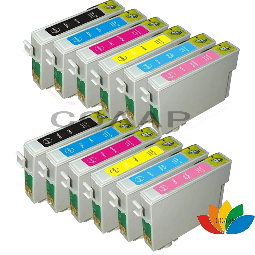 

12x T0821 T0822 T0823 T0824 T0825 T0826 Ink Cartridges for Stylus Photo TX700W TX800W T50 TX720 TX700 TX800 R270 R390 Printe