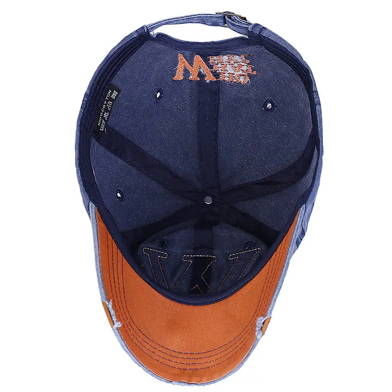 [Fetsbuy] lavado Denim SnapBack sombreros otoño verano letra w hombres mujeres gorra de béisbol equipado Sunblock beisbol casquette Hockey CAPS