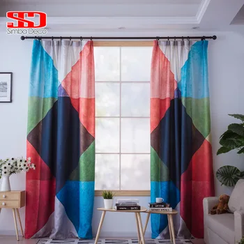

Diamond Colorful Nordic Style Blackout Curtains For Bedroom Abstract Geometric Modern Simple Custom Made Window Treatment Screen