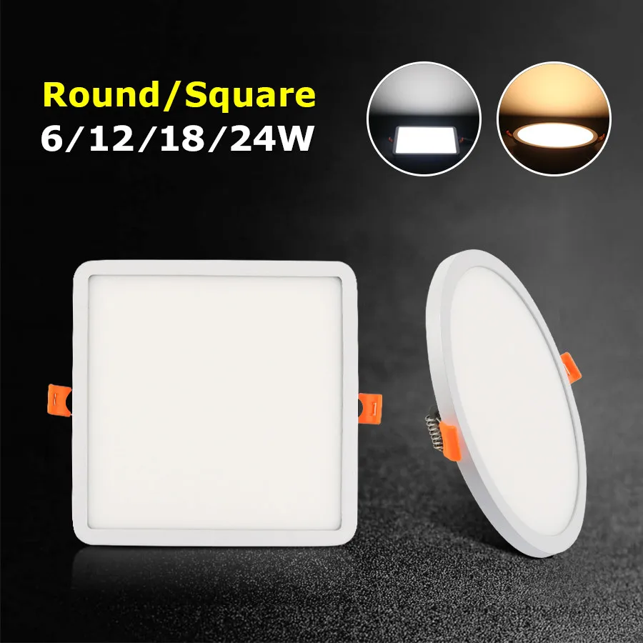 

LED Down Light Ceiling Wall Square Recessed 24w 18W 12W 6W Led Panel Light Downlight 110V 220V Round Aluminium Flat Leds Indoor
