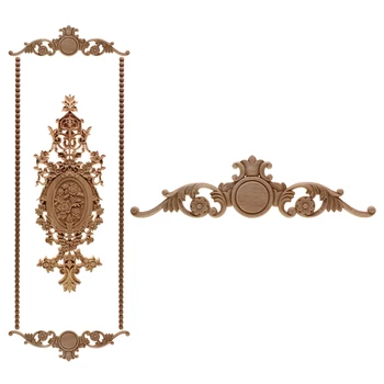 

VZLX Vintage Unpainted Wood Carved Corner Applique Frame for Home Furniture Wall Cabinet Door Decorative Wooden Miniature Craft