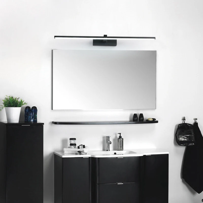 40/60/80/100 см минималистский современный светодиодный зеркало с подсветкой для Спальня Ванная комната белый/черный светодиодный настенный светильник AC90-260V бра освещение