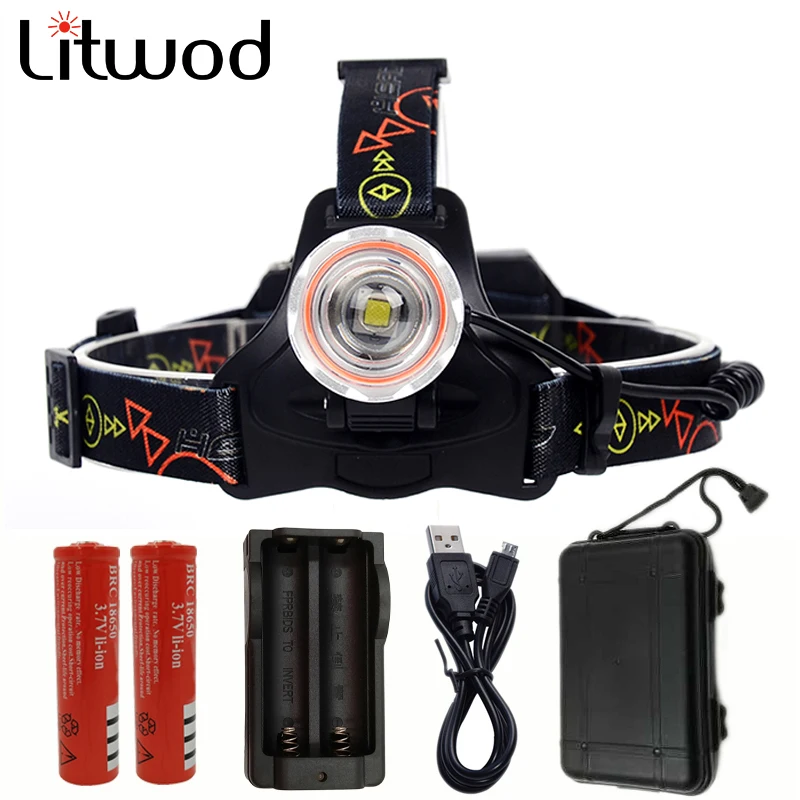 

Litwod z307306 Led Headlamp XM-L2+COB LED 5000LM Zoomable Head power by 18650 & AA battery For Fishing Hunting
