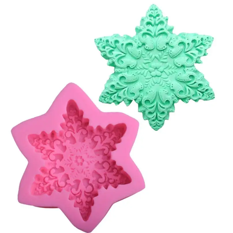 

Snow Flake Shape Chocolate Candy Jllo 3D Silicone Mould Cartoon Figre/Cake Tools Soap Mold Sugar Craft Cake Decoration
