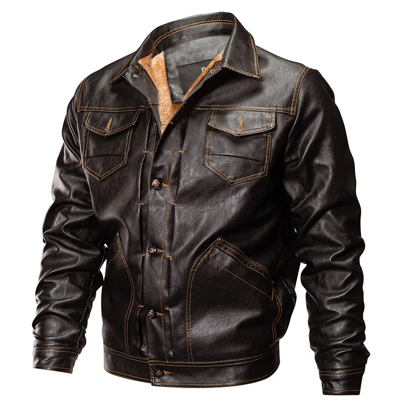 TACVASEN, зимняя кожаная куртка, Мужская тактическая куртка из искусственной кожи, военная куртка-бомбер из искусственной кожи, армейская Байкерская мотоциклетная куртка - Цвет: Brown
