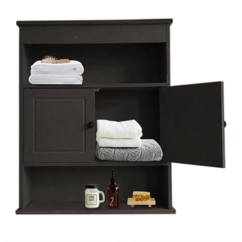 FCH Two door Bathroom with Upper and Lower Layers Storage Shelf