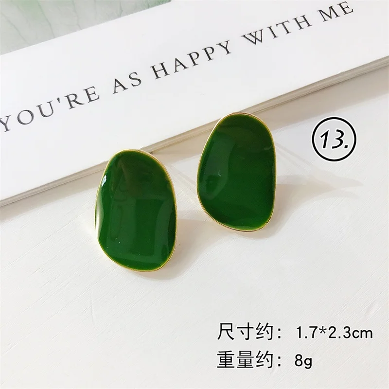 Корейская мода геометрическое сердце акриловые зеленые свежие круглые Цветочные листья facce длинные висячие серьги для женщин летние ювелирные изделия - Окраска металла: style-13