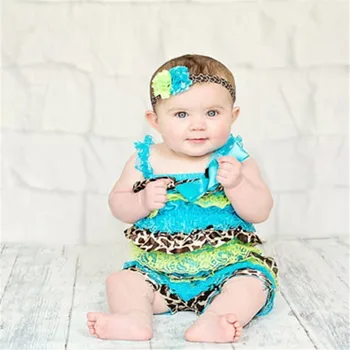 

Baby Girl Lace Romper Girraffe Satin Tuiquose Cake Smash Infant Jumpsuit Summer Clothes Baby Costume Newborn Clothes