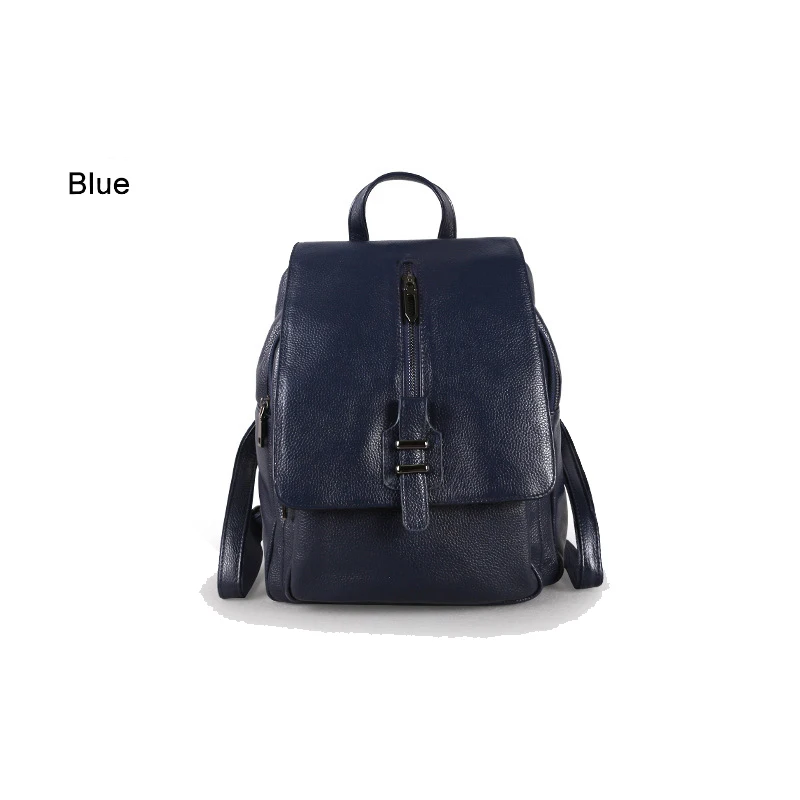 Кожаный рюкзак, женский рюкзак из натуральной кожи, женская школьная сумка из натуральной воловьей кожи, сумки на плечо для девочек A044 - Цвет: Синий