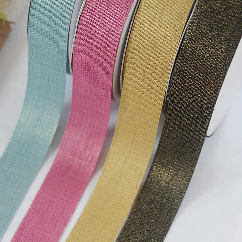 Cotton&Linen Ribbon Gold Wire High Quality 25mm DIY Wedding Party