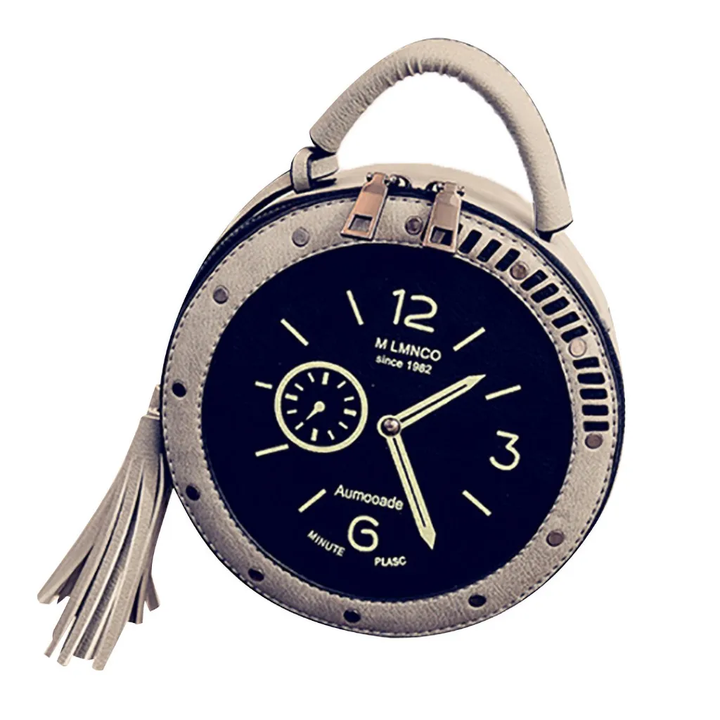 

Women Retro Circular Clock Shoulder Handbag PU Messenger Bag Summer With Tassel Tote Crossbody Bags For Women bolsa feminina