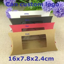 Diy Pillow box White Wedding Favour Gift Box Baby Shower Packing Pillow box with Window Custom Logo Cost Extra1Lot =50 Pcs