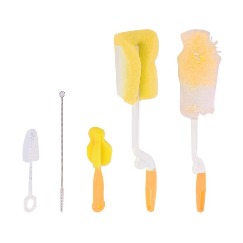 

5PCS Baby Bottle Brush Nipple Cleaner Teat Teapot Tube Pacifier Brush Clean Feeding Bottle Cleaner