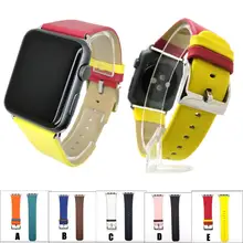 Высокое качество строчки Цвет кожаный ремешок сменный ремешок для наручных часов для Apple Watch 38 мм JU29Dropship