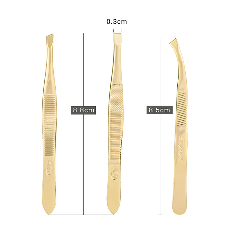 Murah Alis Penjepit Golden Silver Stainless Steel Slant Ujung Datar Melengkung Forceps Rambut Kosmetik Alat Makeup Kit Wajah Pemangkas