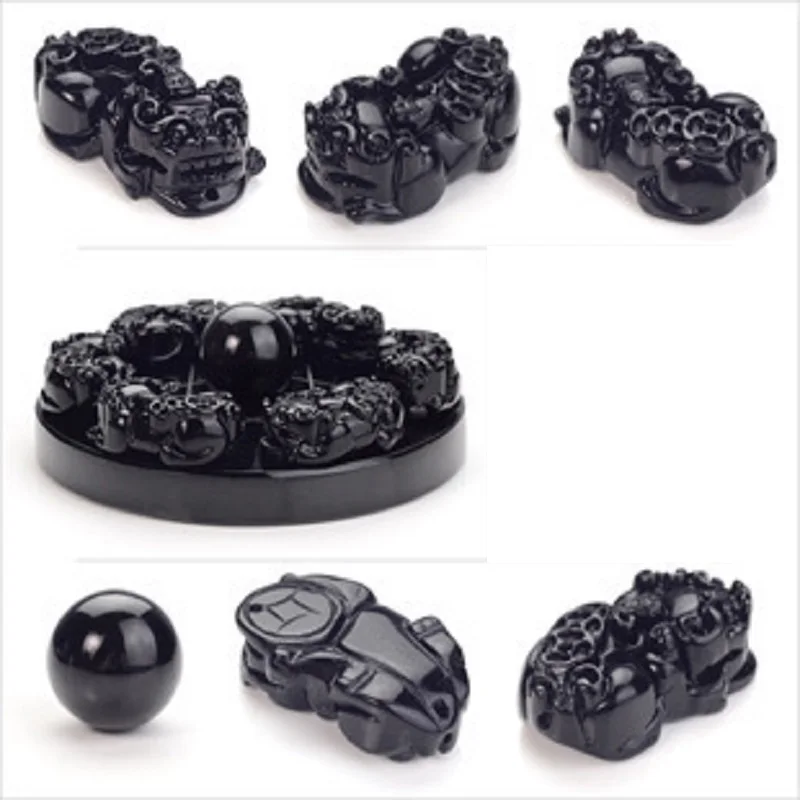 

Quartz Ball Natural Obsidian Pi Xiu Seven Star Group Array Crystal Ball For Fortune Home Decoration