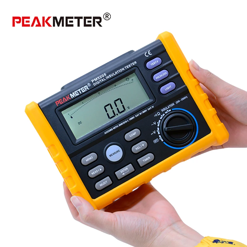 PEAKMETER MS5205 цифровой измеритель сопротивления изоляции 0,01-100G Ом 250v-2500vтестер аналоговый метр