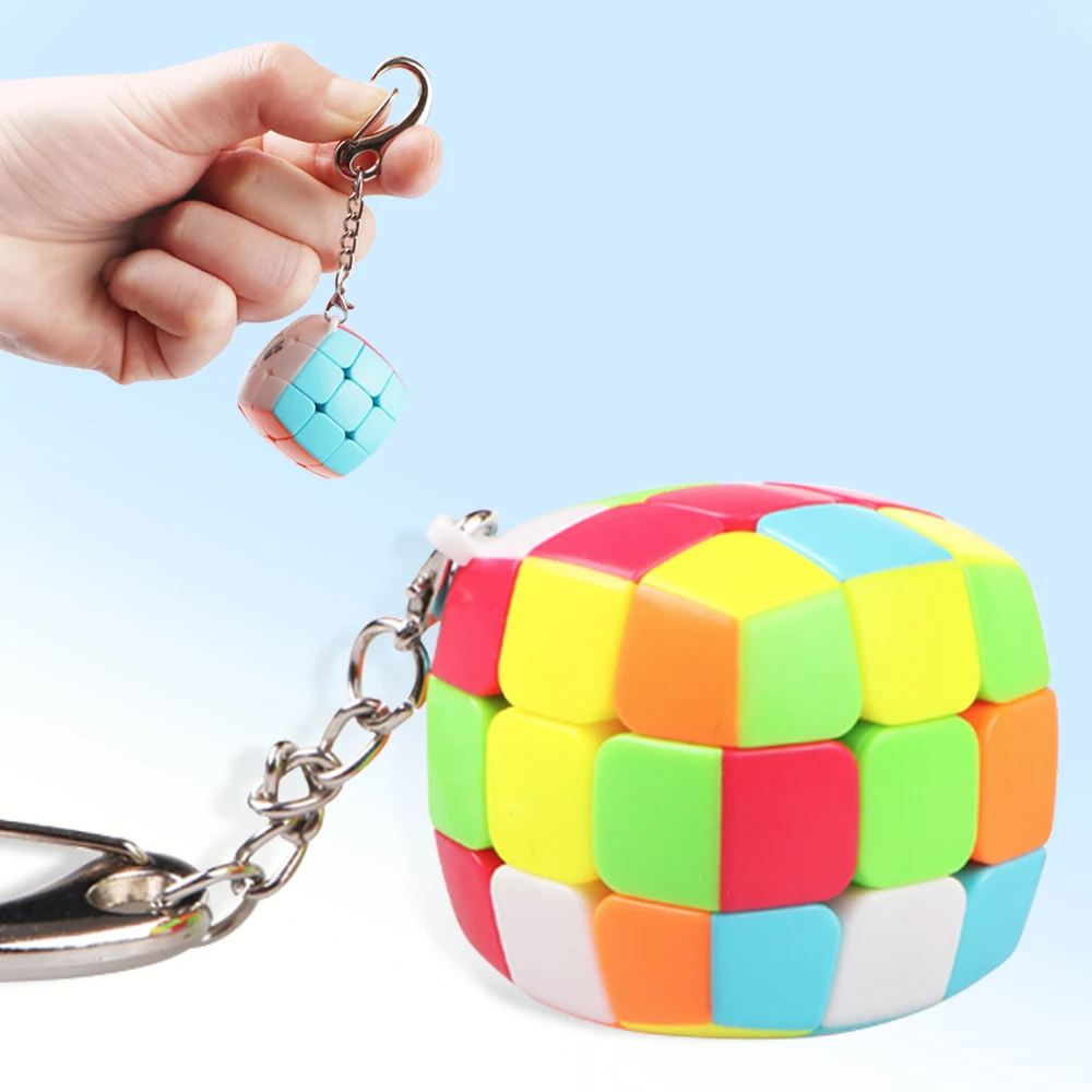D-FantiX Qiyi 3 см мини брелок Головоломка Куб 3x3x3 мини кубик рубика твист Magic Cube Непоседа игрушки подарок Smart Key Ring украшения Симпатичные