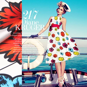 

Jenny's Story printing silk cloth fabric silk heavy Stretch Satin clothing skirts [elegant flower]