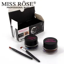 MISS ROSE 2 в 1 коричневая+ Черная гелевая подводка для глаз макияж водостойкий и грязно-стойкий набор косметики подводка для глаз набор в подводке для глаз макияж