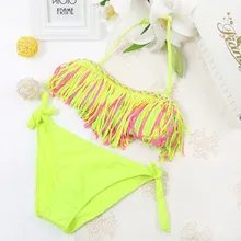 Дети бикини девушки купальники комплекты малыш плавательный костюм для кисточкой; детский купальник бикини Детский комплект biquini Infantil