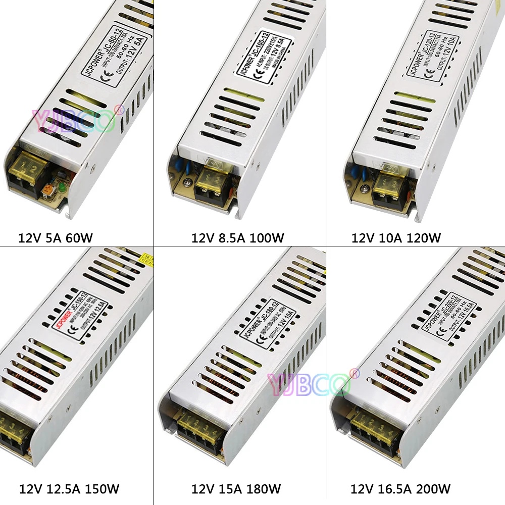 Длиннообразный тонкий DC12V трансформатор освещения 5A/8.5A/10A12. 5A/15A/16.5A/20A/30A импульсный источник питания для светодиодной полосы света