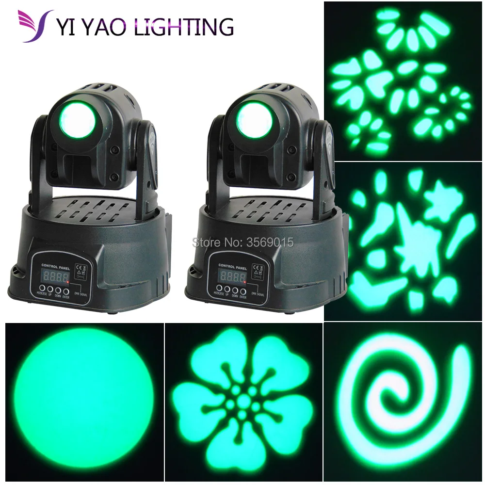 

2pcs/lot led moving head 15w gobo pattern RGB 3in1 dmx moving head light
