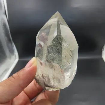 

Fantastic ! 169g Rare Natural Green Phantom Quartz Single Terminated Crystal Point Wand +"Pyramid Mountai" Layers Reiki Healing
