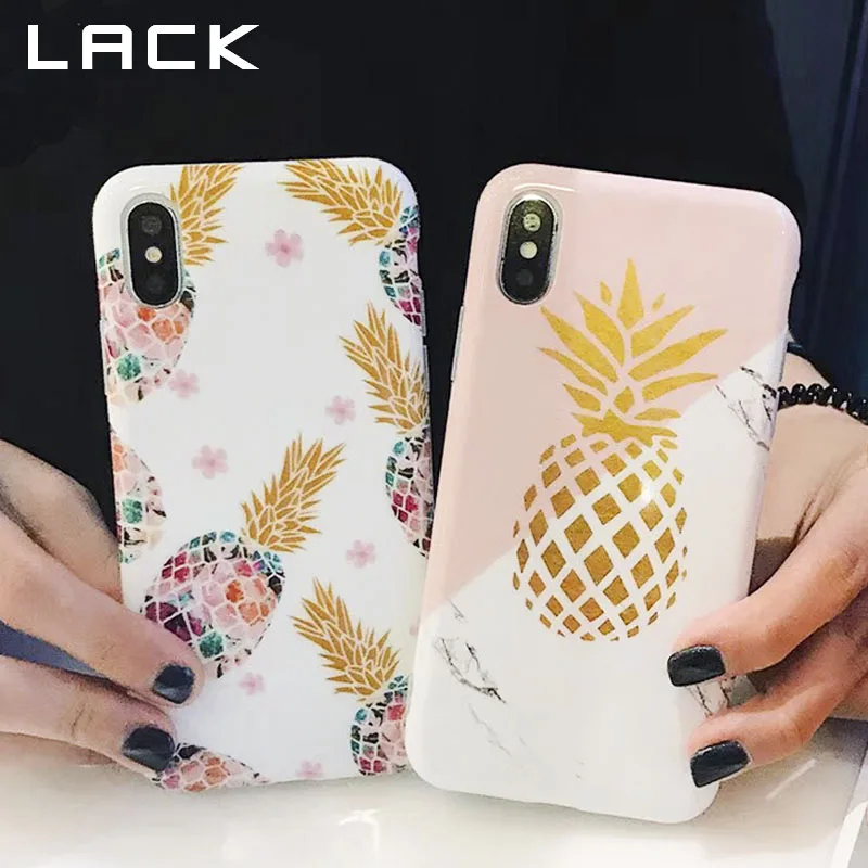 

LACK Gold Pineapple Phone Case For iphone X Case For iphone 6 6S 7 8 Plus Cover Fashion Soft TPU IMD Cases Luxury Marble Capa