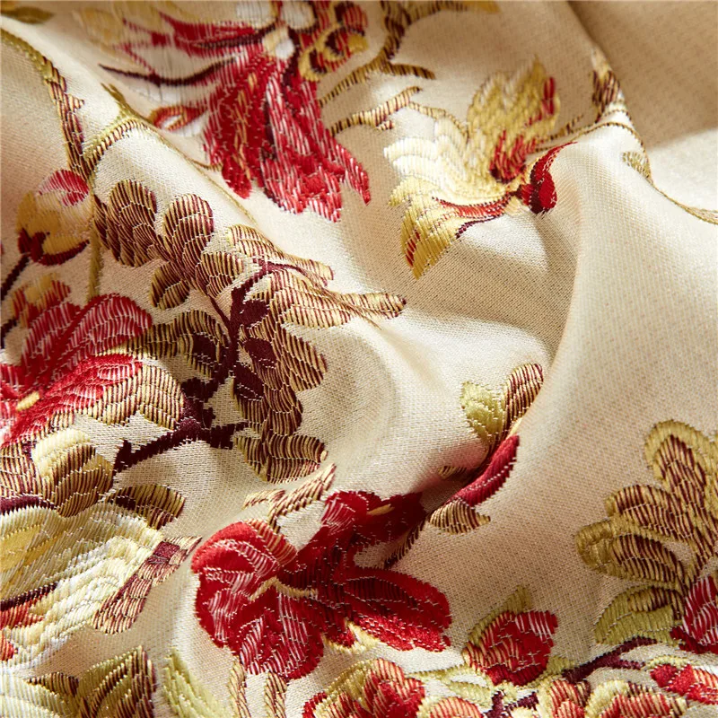 Discount New 4/6/9Pcs Luxury wedding Bedding set Stain Jacquard Cotton Double King Queen size Bedspread set Duvet cover  Pillowcases 9