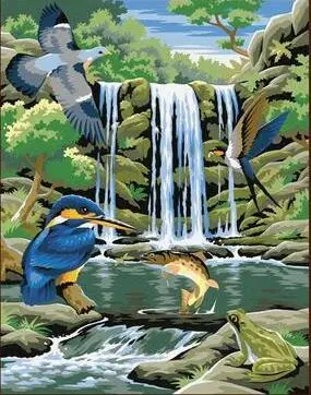 Waterfall landscape canvas painting by numbers painting diy hand painted picture oil painting on canvas for home decor