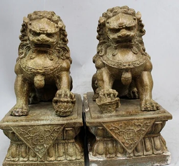 

WBY+++ free shipping 13"Chinese FengShui Folk Bronze Zodiac Year Dragon Beast Play bead Animal Statue