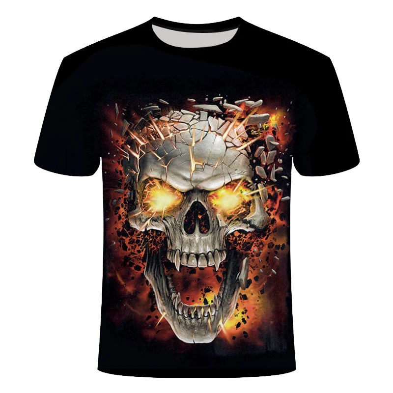 

2019 mens 3d t-shirts New Skull Poker Print Men Short Sleeve t shirt 3D T Shirt Casual Breathable T-shirt Plus-size tshirt