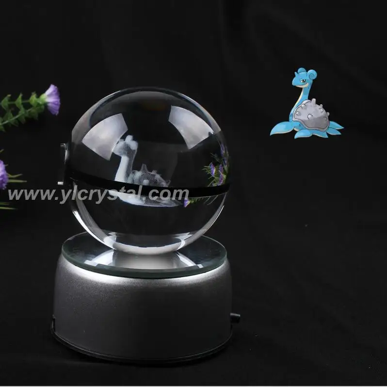 Pokemon Ball With Engraving Crystal Ball New Style Good Quality With Led base With Gift Box