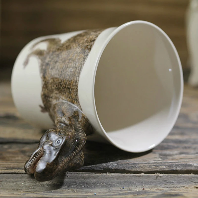 Креативная керамическая кружка тираннозавр ручная роспись Животные Динозавр кофейная чашка 3D стерео мультяшная чашка забавные кружки