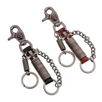 

Gothic Punk Skull Keychain Vintage Metal Cross Skeleton Pendant Leather Keyring Fashion Key Chains Women Men Hippie Rock Jewelry