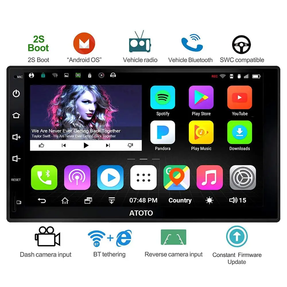 ATOTO A6 двойной din Android автомобильный gps навигатор стерео плеер/2 x Bluetooth/A6Y2710S 1G/16G