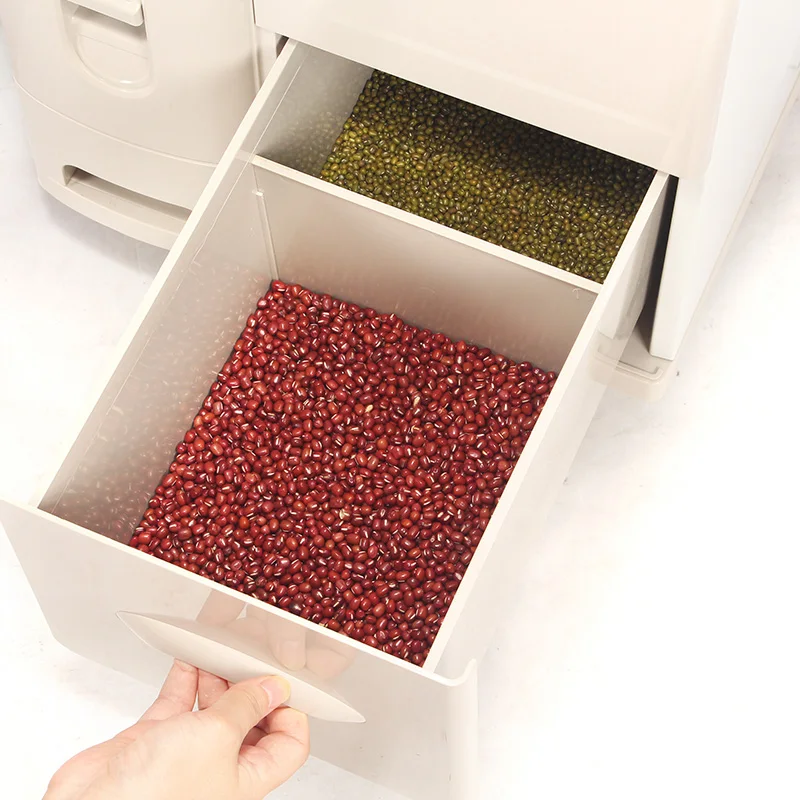 Кухня большой емкости многофункциональная измерительная коробка шкаф встроенный рисовый баррель ящик для хранения риса дать Heidi поэтические рельсы