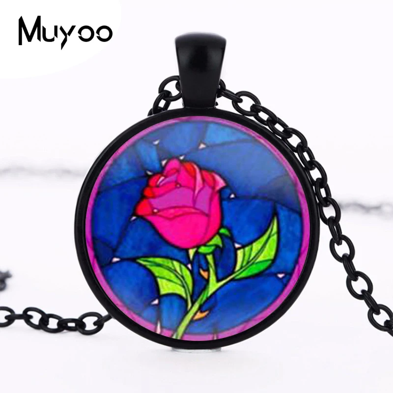 Steampunk beauty and the beast rose necklace beauty and the beast rose