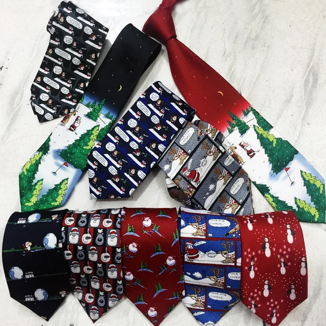 christmas ties for men designer printed snowman penguin reindeer