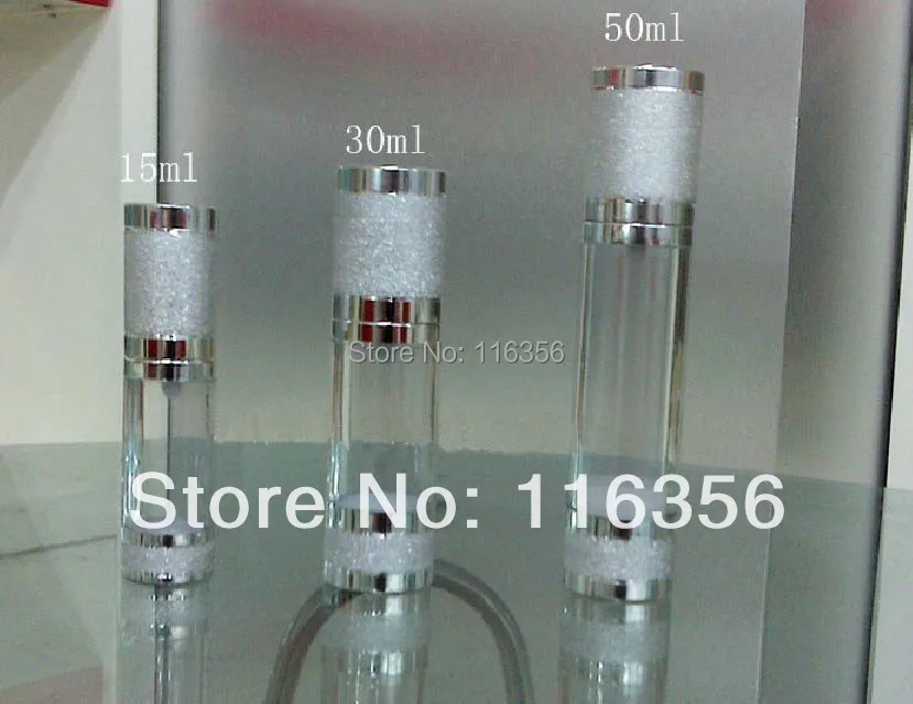 15ml silver airless bottle white/transparent pump with lid | Красота и здоровье