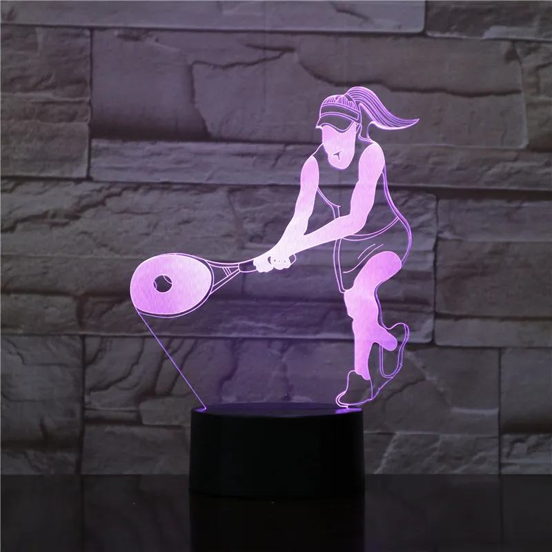 

3d Led Night Light Usb Tennis Player Action Figure Gece Lambasi Children Kids Gift Baby Nightlight Sports Desk Lamp Bedside